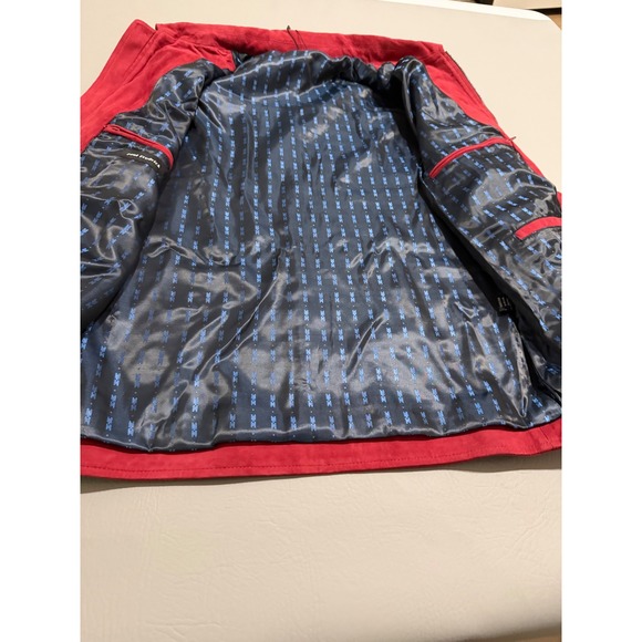 Paul Fredrick Suede Leather Jacket Mens L Red New Zip Front Harrington jacket - Picture 6 of 16